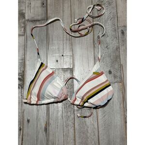 Roxy Womens Striped Triangle Bikini Top Multi Color Size S ERJX304135